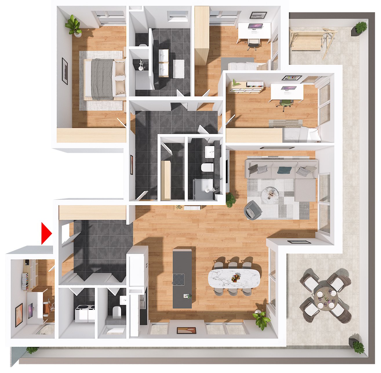 Beispielgrundriss – dargestellt ist Wohnung 9 (WE 9, Dachgeschoss · Penthouse).